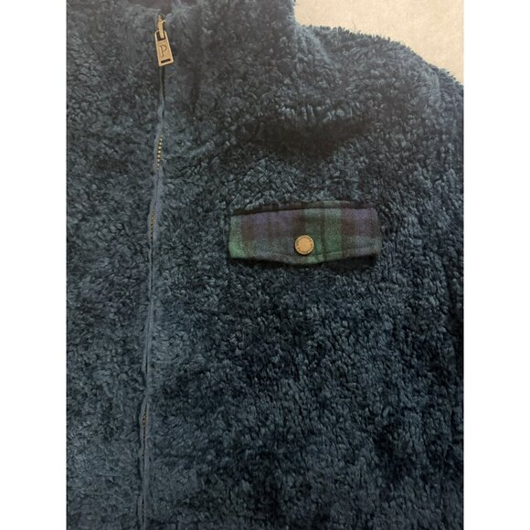 Pendleton Sherpa Fleece Jacket XL Navy Blue Zip Front Plaid Trim Cozy Soft Warm - Picture 5 of 10